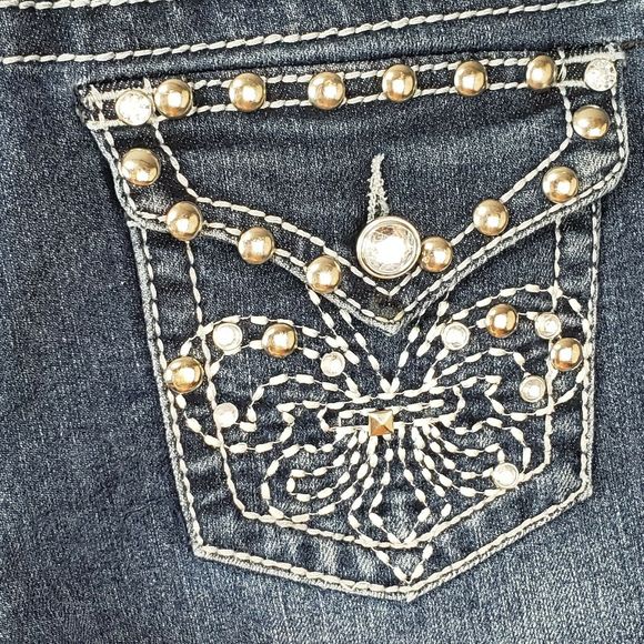 Earl Jean Crop Capri Jeans Cuffed Size 4 Bling - Picture 8 of 9